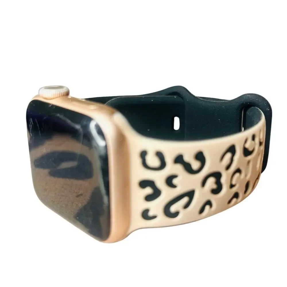 Leopard Apple Watch Band 38 40 Blush Pink Silicone Strap NEW